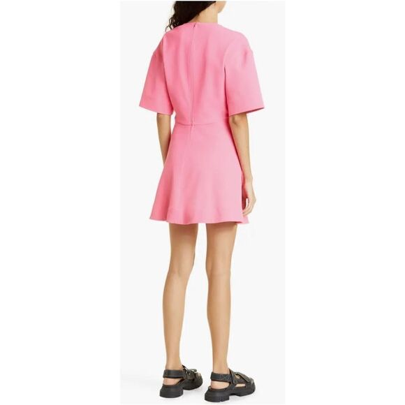Ganni Stretch Suiting A-Line Minidress in Shocking Pink NWT Size 38/6 - Picture 2 of 10